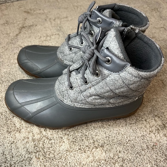 SPERRY GRAY SYREN GULF WOOL QUILT WATERPROOF RAIN DUCK  BOOTS-women’s size 7 - Picture 3 of 6